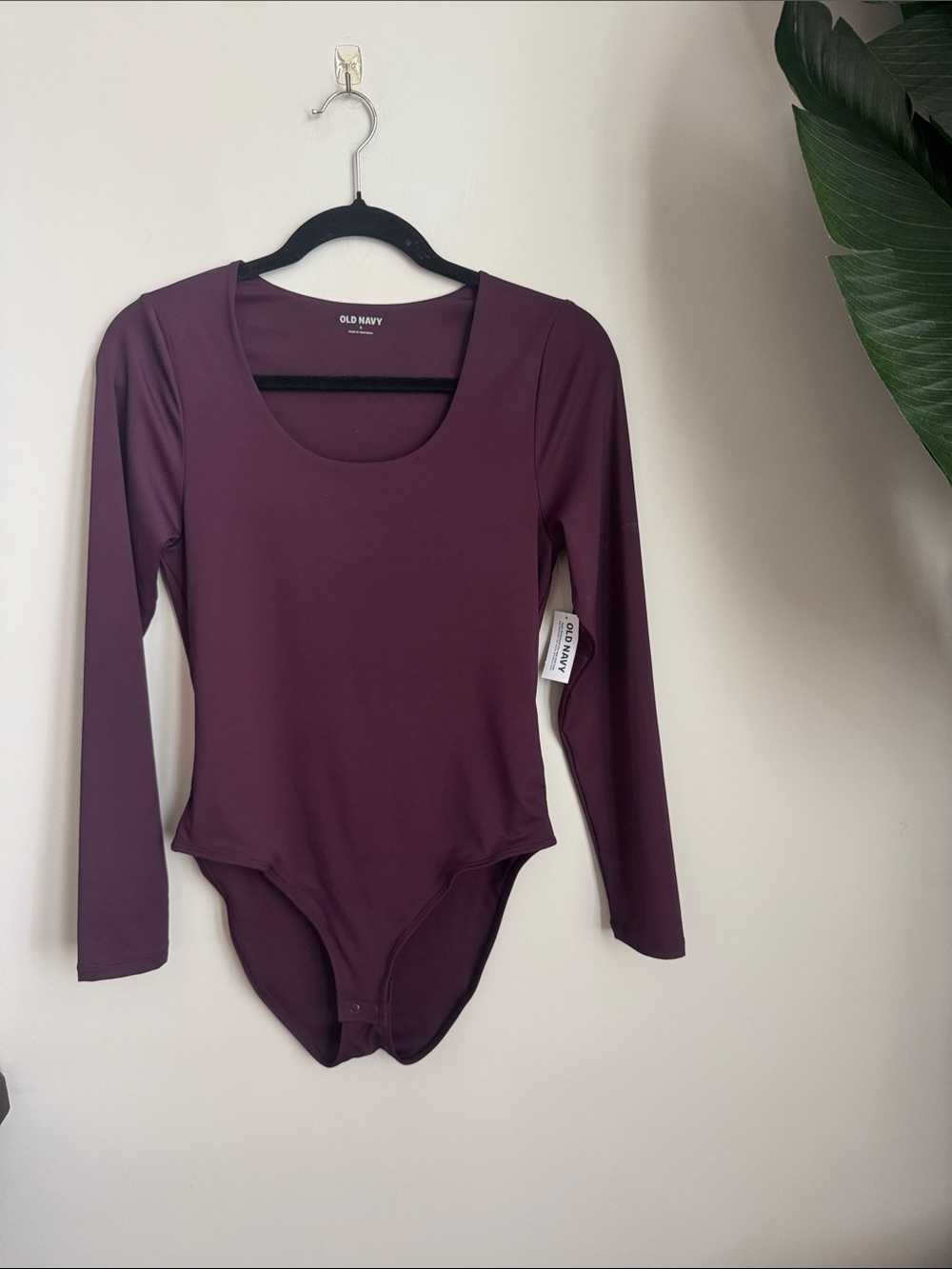 Old Navy Aubergine Long Sleeve Scoop Bodysuit